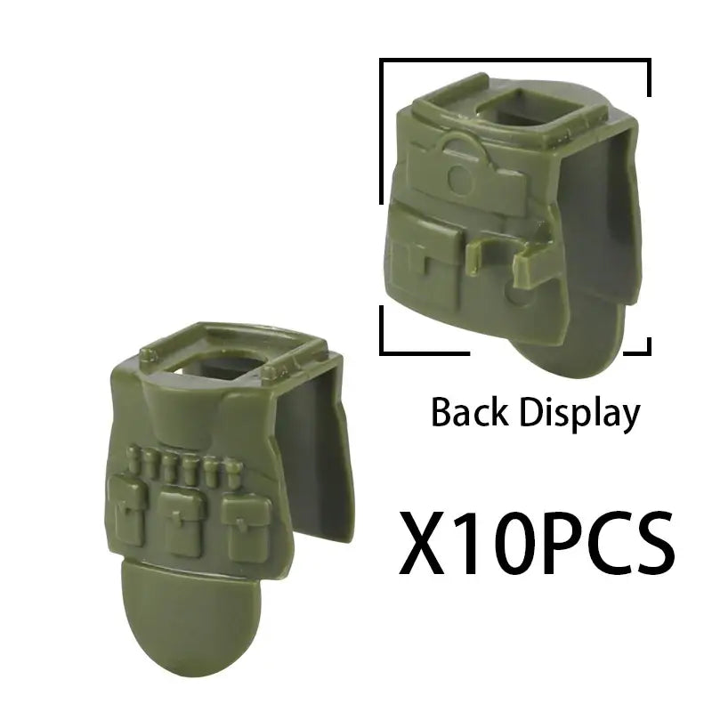 Pièce accessoire olive verte en plastique pour gilet tactique lego moc militaire ww2