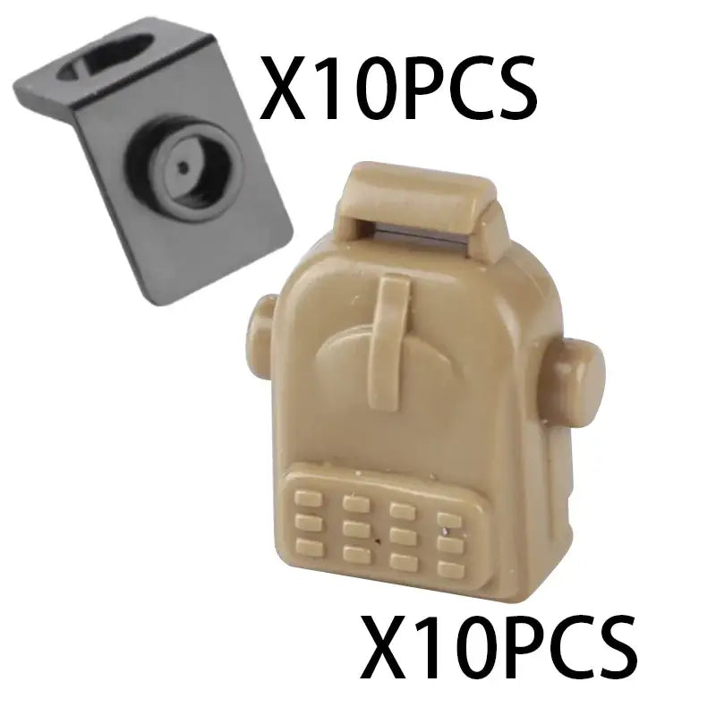 Accessoire lego moc militaire sac à dos en plastique tan pour minifigure lego moc ww2