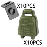 Olive green plastic backpack lego moc ww2 accessory for military-themed lego moc displays