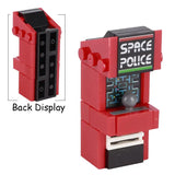 Lego moc accessoire lego adulte borne arcade space police rouge avec joystick gris et circuit bleu pour salle de jeux casino