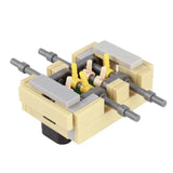 Lego moc accessoire lego adulte modèle beige et gris de table de baby-foot en briques avec joueurs jaunes et beiges
