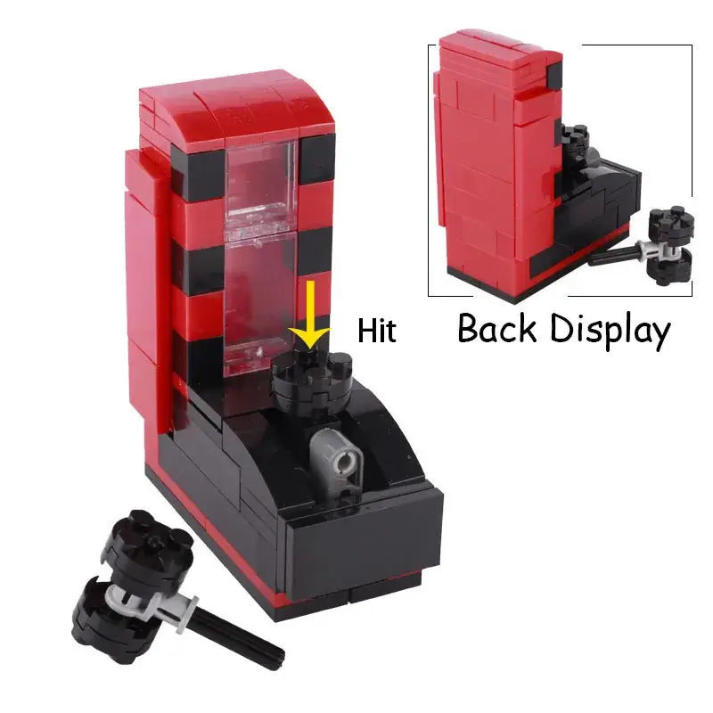 Lego moc vending machine rouge et noir avec panneau transparent accessoire lego adulte pour salle de jeux casino
