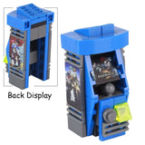 Lego moc arcade machine bleu et gris avec jeu fighters 97 joystick et bouton jaune accessoire lego adulte salle de jeux casino