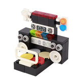 Lego moc lego adulte accessoire lego boombox rétro noire avec blocs translucides colorés et écran digital rouge