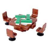 Table lego moc en bois marron avec quatre chaises assorties et accessoires lego adulte pour salle de jeux casino