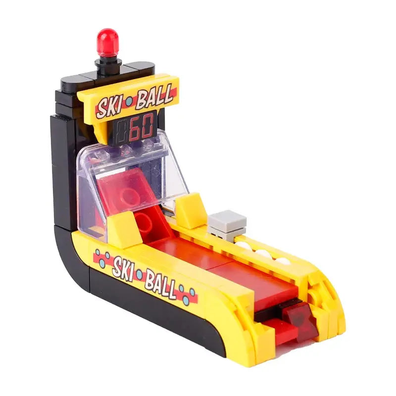 Lego moc accessoire lego adulte machine de ski ball arcade jaune et noir avec affichage digital rouge salle de jeux casino