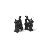 Deux figurines en céramique noire brillante de chats avec yeux jaunes vifs pour lego moc animaux de ferme