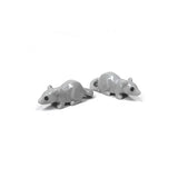 Deux petites figurines de souris grises brillantes en céramique avec yeux perle pour lego moc animaux de ferme
