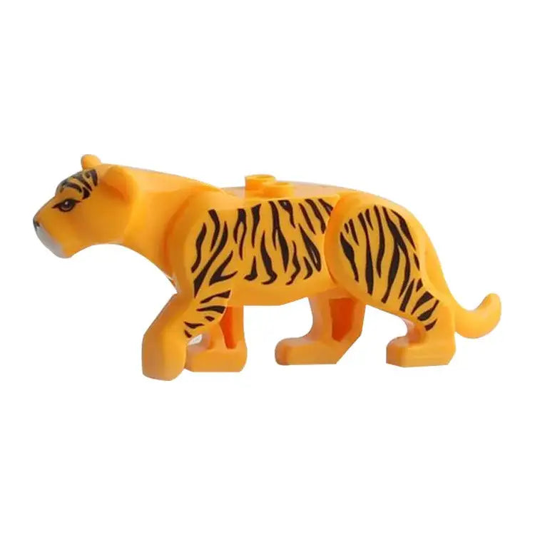 Figurine lego moc tigre orange en plastique avec rayures noires pour lego animaux de ferme lego ferme
