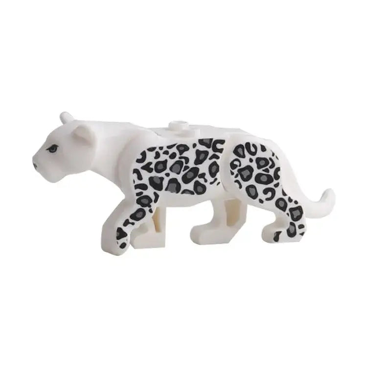 Figurine lego moc jaguar blanc à motif tacheté noir pour lego animaux de ferme collection lego ferme