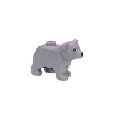 Minifigurine lego moc ours en plastique gris avec yeux et nez noirs pour lego animaux de ferme