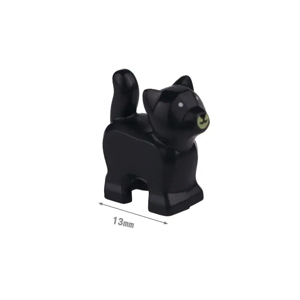 Minifigure lego moc chat en plastique noir avec nez vert et yeux blancs pour lego animaux de ferme