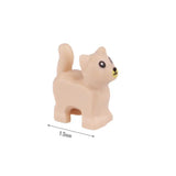 Minifigure lego moc beige en plastique représentant un chat avec yeux noirs et nez jaune pour lego animaux de ferme