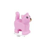 Figurine de chat lego moc rose en plastique de 13mm pour lego animaux de ferme