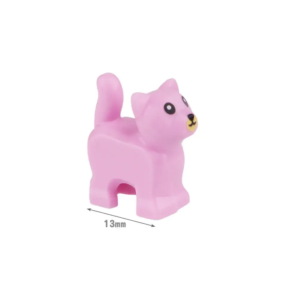 Figurine de chat lego moc rose en plastique de 13mm pour lego animaux de ferme