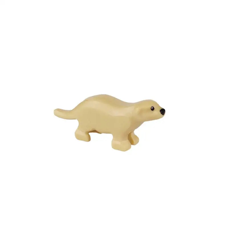Beige lego moc animaux de ferme en plastique avec yeux et nez noirs en forme de minifigure animale