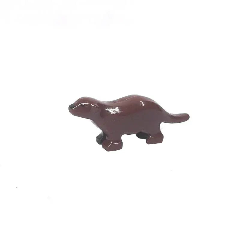 Figurine loutre en plastique marron avec finition brillante et design stylisé simple dans lego moc animaux de ferme