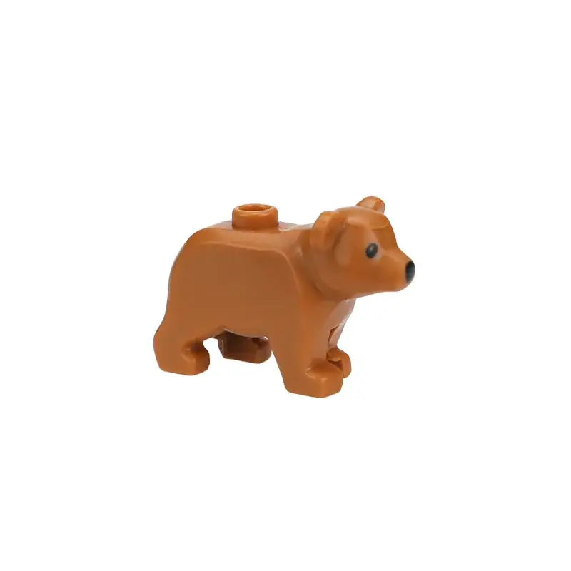 Figurine lego moc en plastique marron ours avec yeux et nez noirs dans lego animaux de ferme