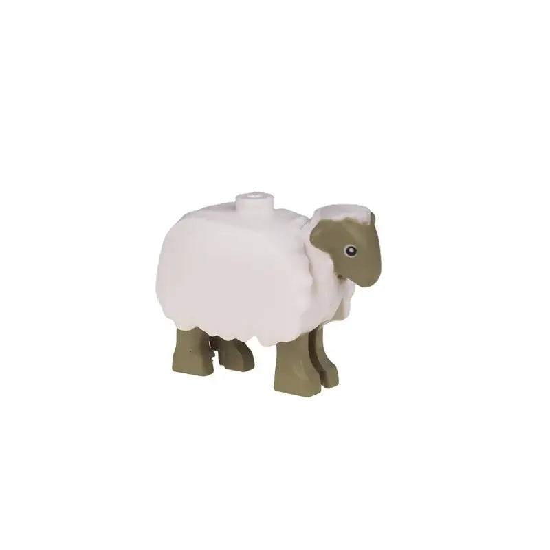 Lego moc lego animaux figurine mouton plastique blanc et vert olive avec corps texturé laine pour lego ferme