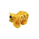 Minifigure tigre jaune en plastique lego moc ferme avec rayures noires et pic sur le dos lego animaux de ferme