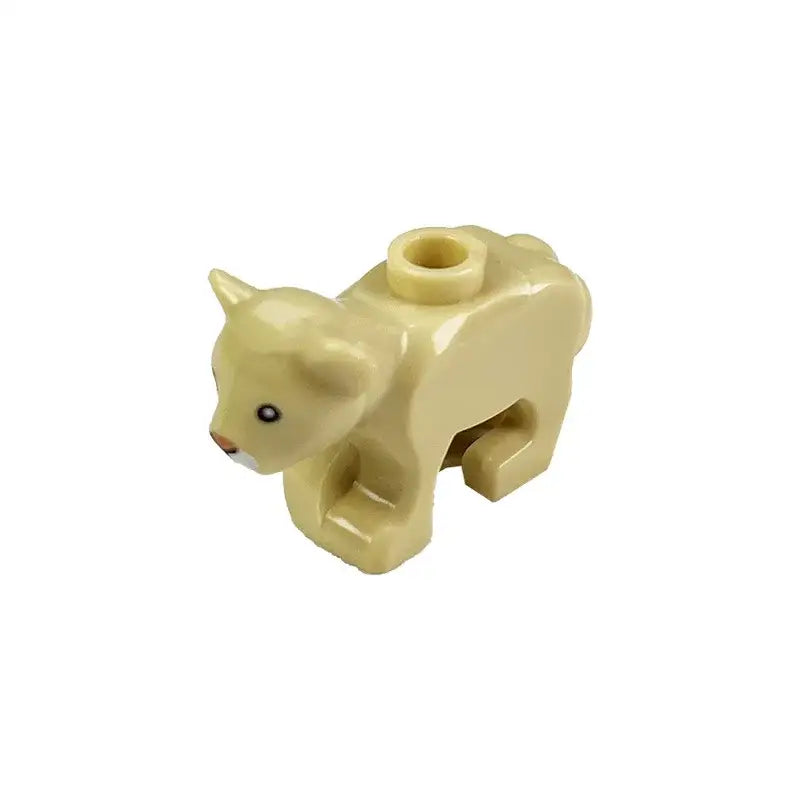 Minifigure lego moc ours en plastique beige avec oreilles moulées yeux noirs et petit nez marron lego animaux de ferme