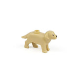 Beige lego m oc chien en plastique avec yeux et nez noirs pour lego animaux de ferme modulaire