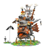 Lego moc château ambulant réplique détaillée en plastique multicolore du dragon vapeur de studio ghibli le chateau ambulant