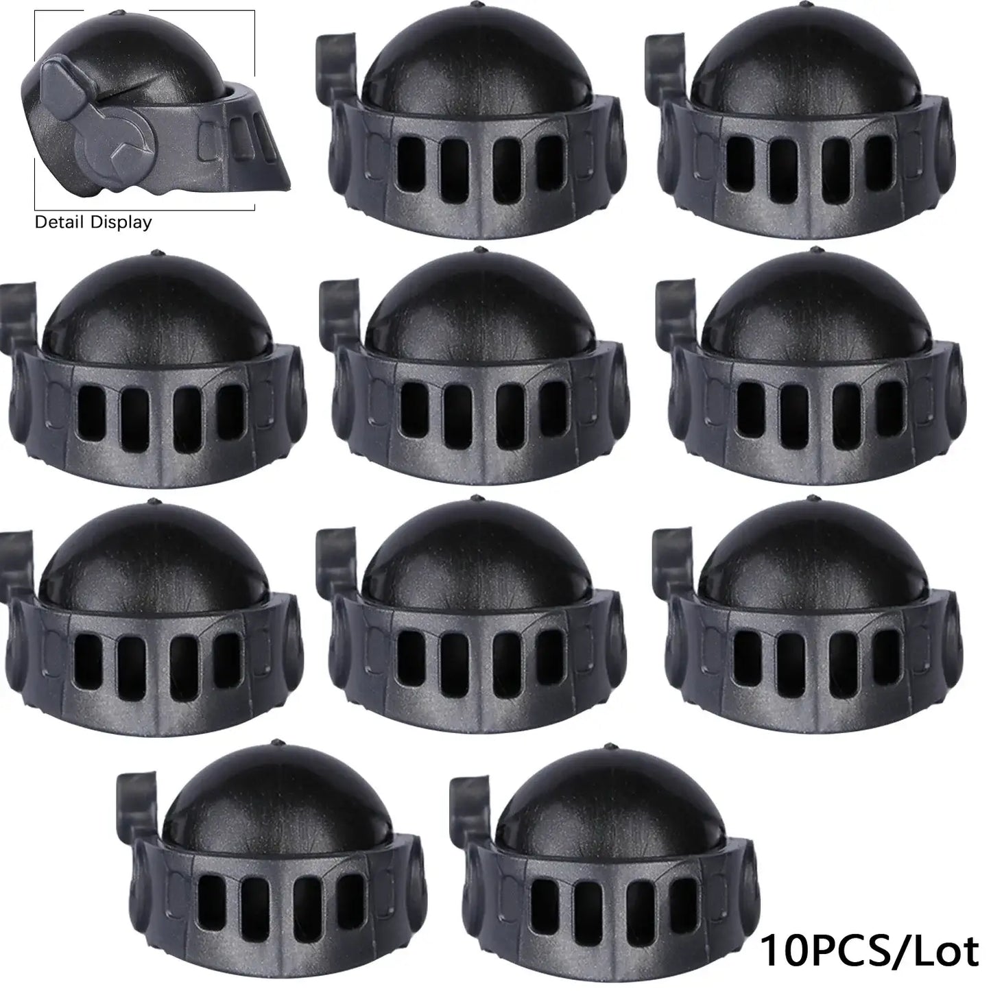 Pièces de casque de chevalier noir en plastique lego moc medieval avec finition mate et fentes rectangulaires pour visière accessoire lego