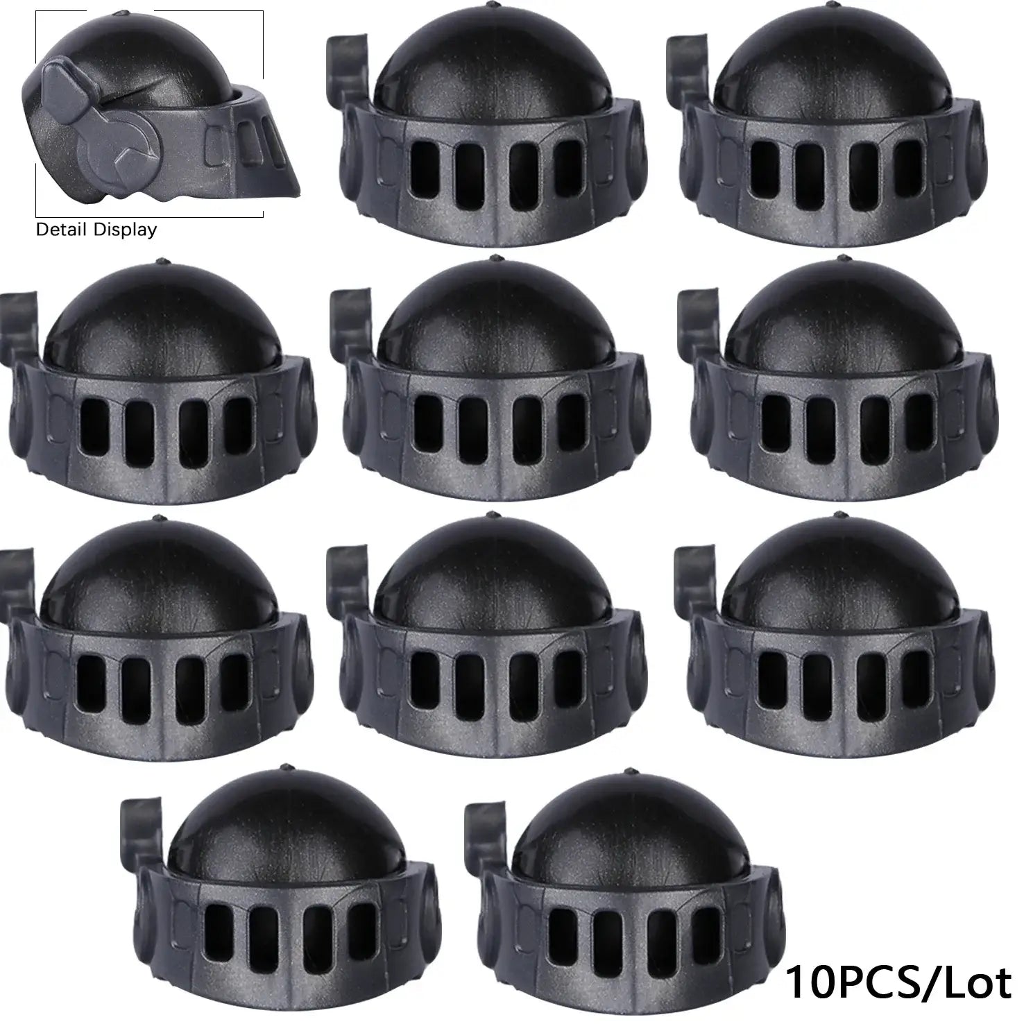 Pièces de casque de chevalier noir en plastique lego moc medieval avec finition mate et fentes rectangulaires pour visière accessoire lego