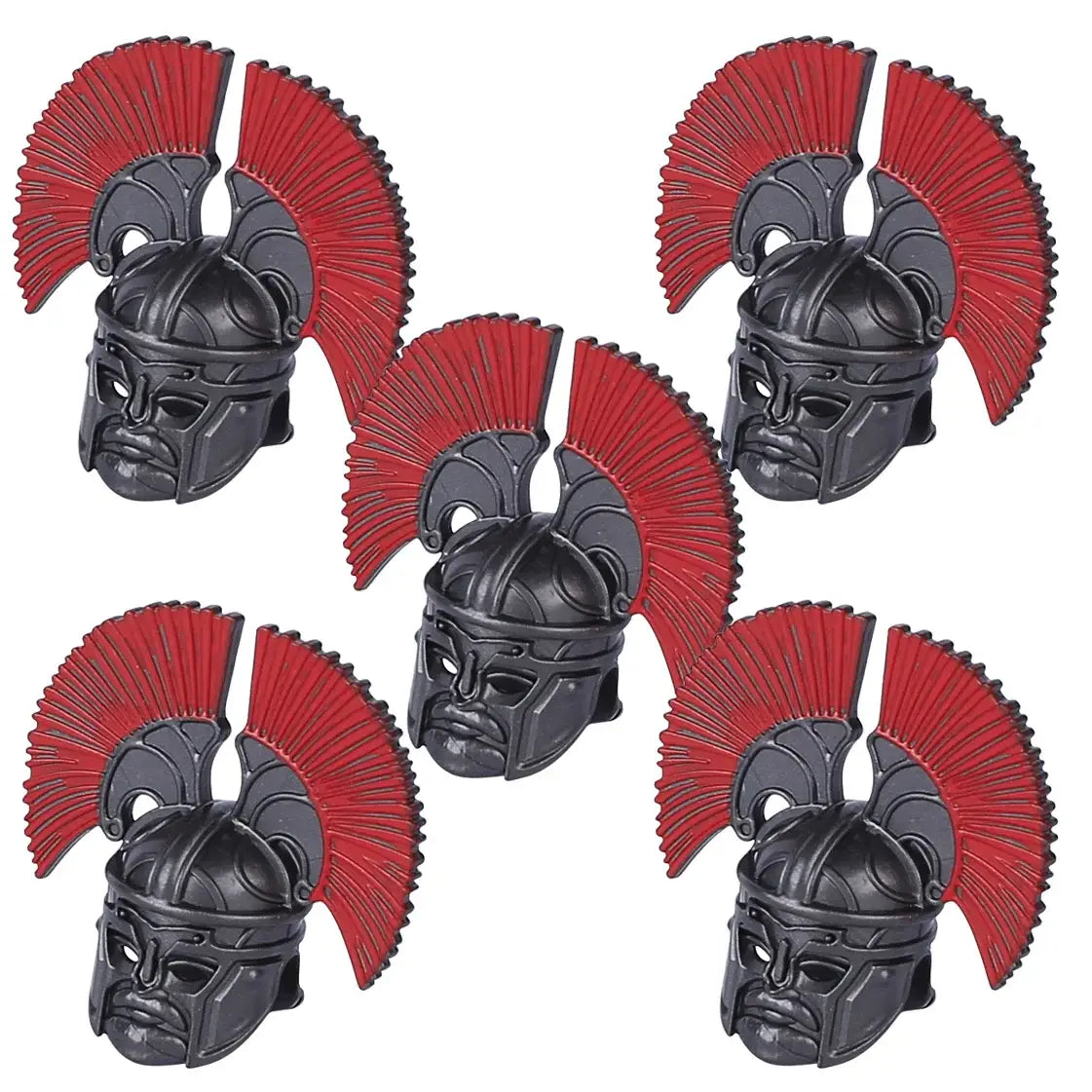 Pin casque spartiate lego moc medieval en plastique noir avec plume rouge vif accessoire lego moc armes médiévales