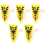 Accessoire lego moc medieval bouclier jaune avec aigle bicéphale noir et croix rouge pour minifigures