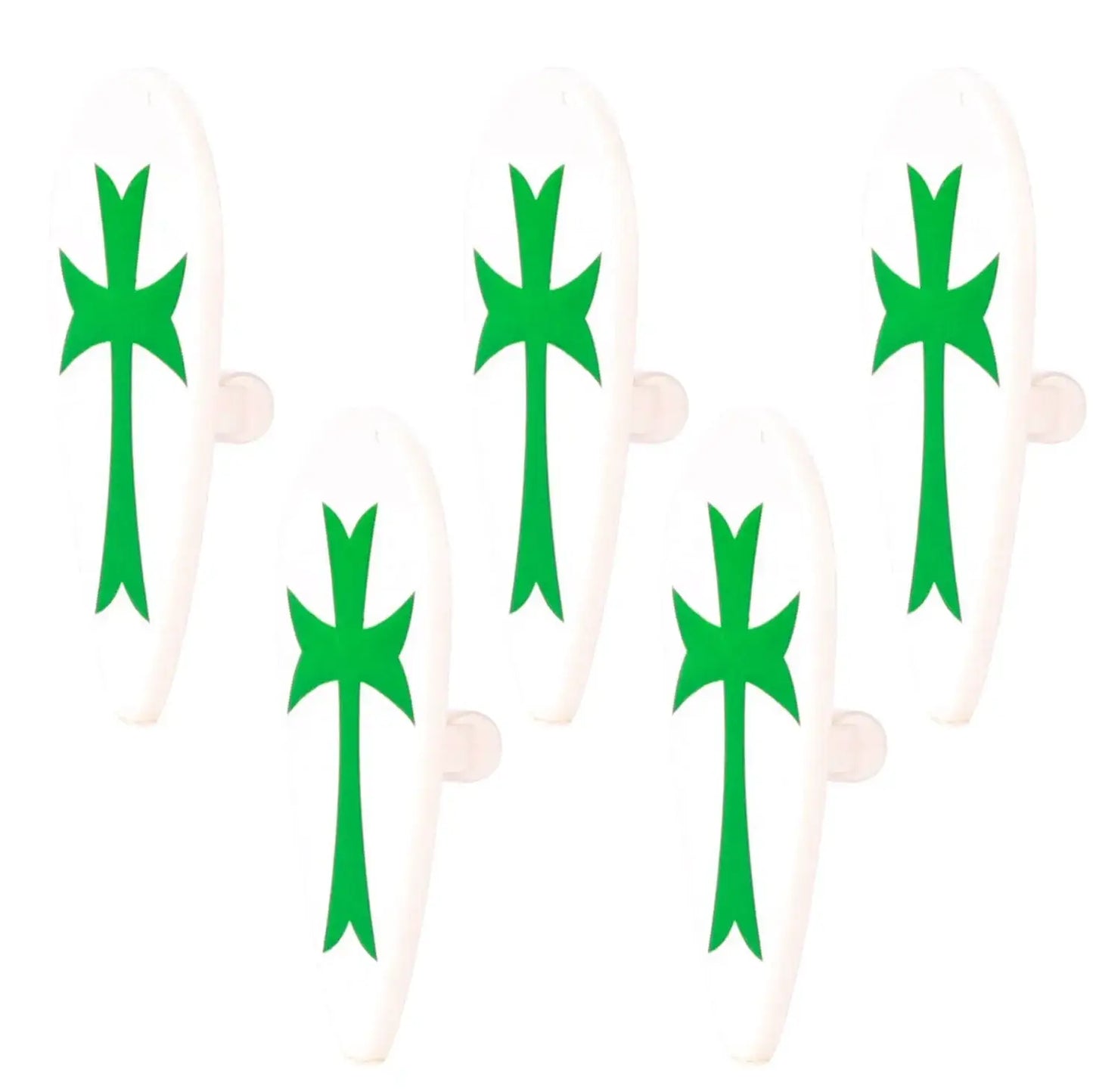Nail tips blanc forme cercueil avec decalcomanies croix verte accessoire lego moc medieval armes medievales