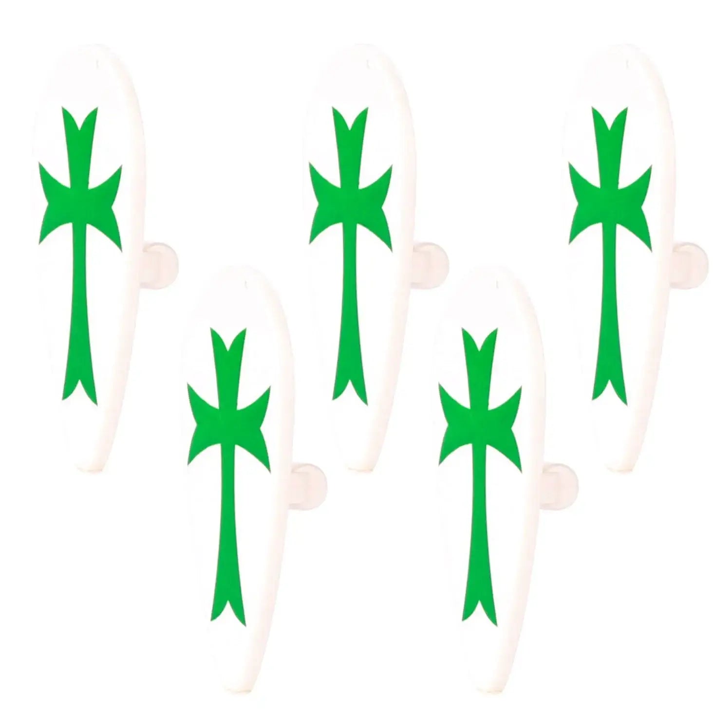 Nail tips blanc forme cercueil avec decalcomanies croix verte accessoire lego moc medieval armes medievales