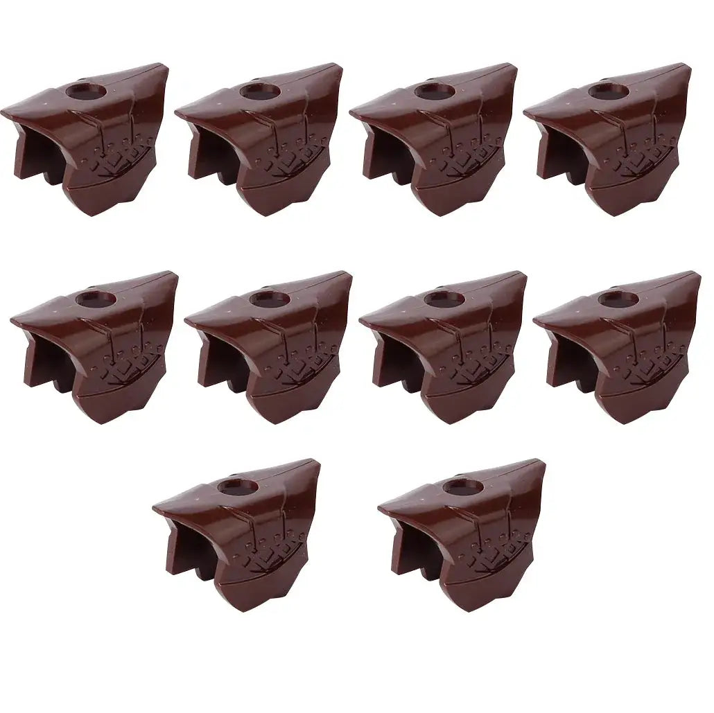 Capuchons de guidon en plastique marron avec design angulaire texturé et marquage embossé accessoire lego moc médiéval
