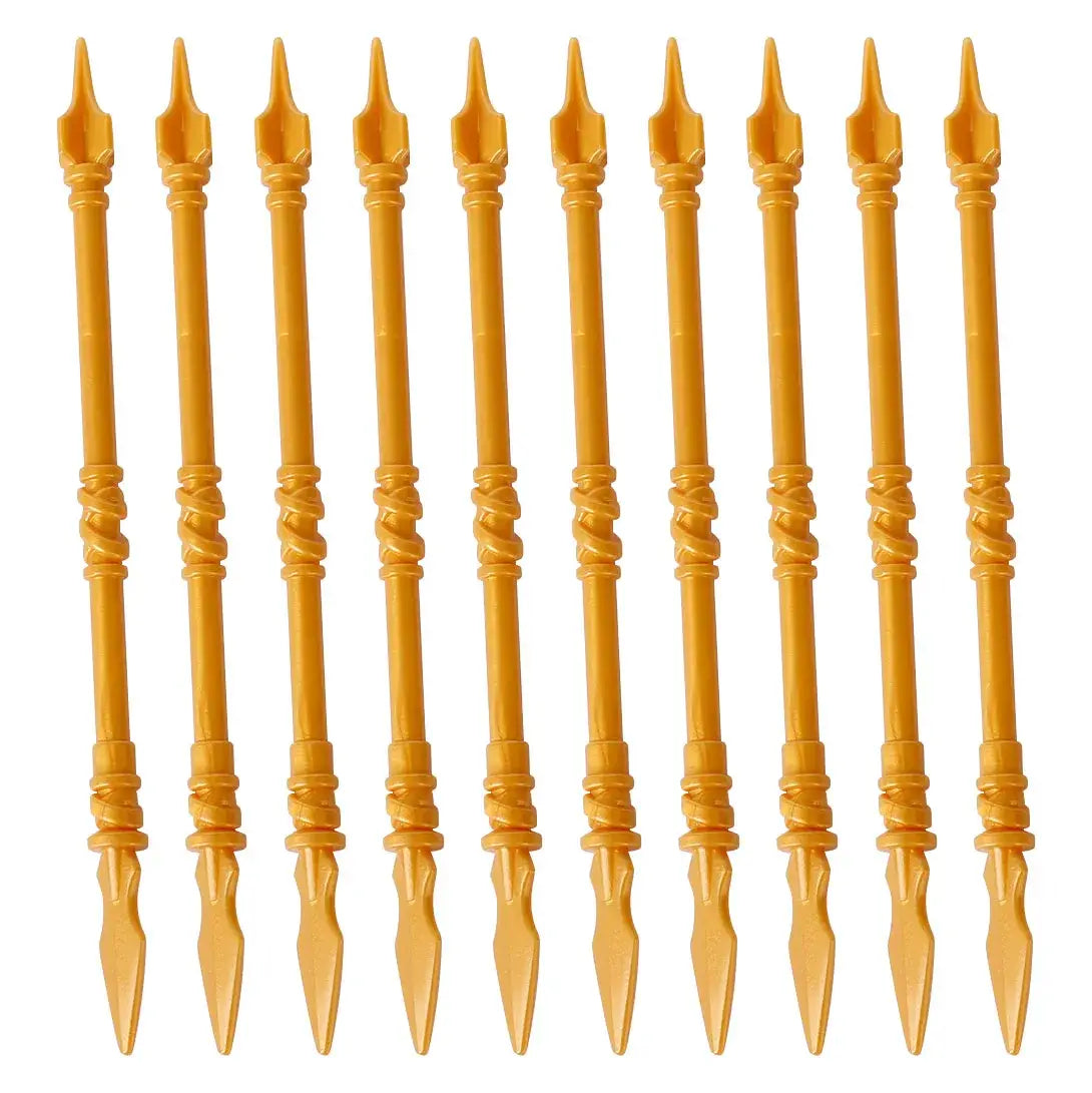 Golden plastic spears with twisted midsections and pointed tips lego moc medieval accessoire lego