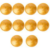 Golden glossy plastic wheel hub caps with distinctive v-shaped embossed design for lego moc medieval accessory