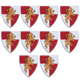 Lego moc medieval accessoire deux écussons rouge et blanc en forme de bouclier avec un lion rampant doré