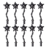 Dix pièces lego moc medieval en plastique gris foncé représentant un accessoire lego barbelé avec chaîne torsadée et étoile