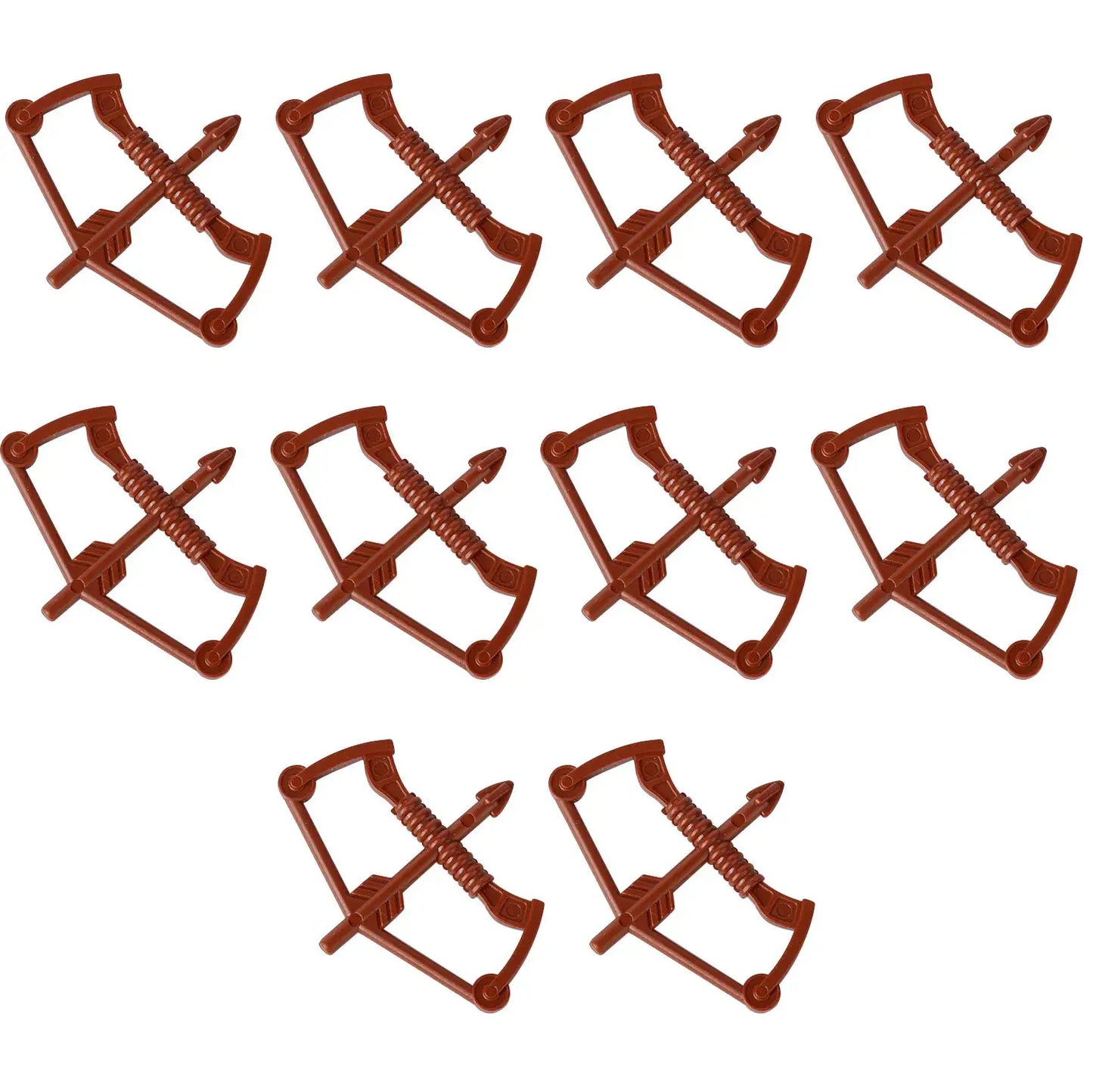 Brown plastic lego moc medieval bows with arrows accessory compatible with lego minifigures