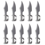 Gray plastic lego moc medieval swords with textured grip and pointed blade as accessoire lego minifigure