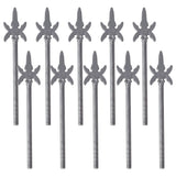 Set de dix têtes de lance médiévales lego moc en plastique gris métallique avec croisillons étoilés accessoire lego moc medieval