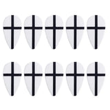 Dix médiévales lego moc accessoire guitare picks blancs avec motif croix noire disposés en deux rangées