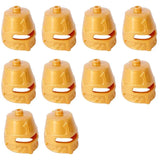 Pièces de casque jaune en plastique lego moc medieval avec surface texturée et détails moulés accessoire lego