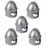 Figurines casque viking métallique argenté avec plaques rivetées et ouverture visière accessoire lego moc médiéval