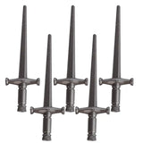 Cinq épées métalliques gris foncé lego moc medieval avec garde croisée accessoire lego moc médiéval