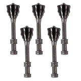 Set de cinq accessoire lego moc médiéval de volants de fléchettes métalliques gris foncé texturés en forme de feuille