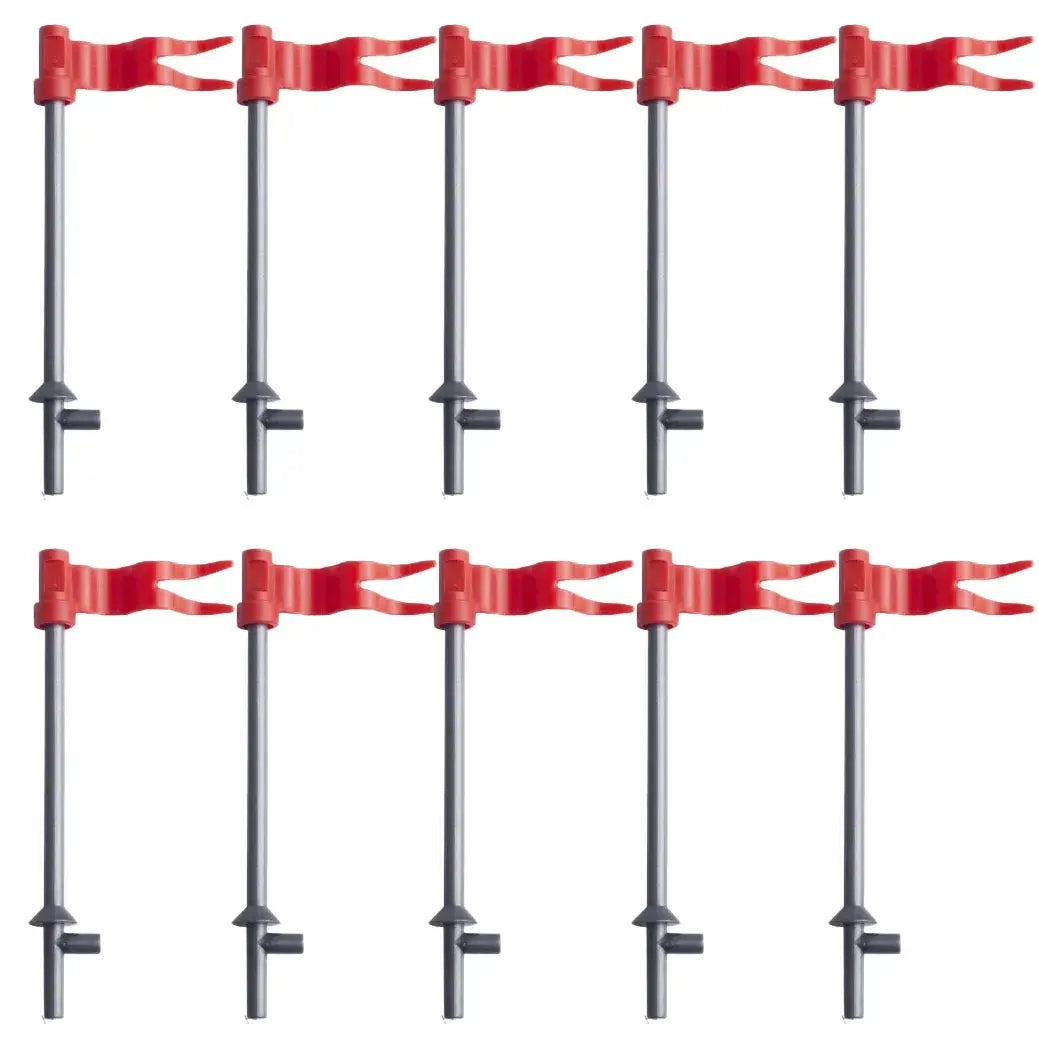 Poteaux de drapeau en plastique rouge avec axe métallique argenté et connecteurs noirs accessoire lego moc médiéval