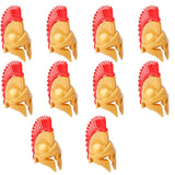 Casque spartiate jaune en plastique avec crête rouge épineuse accessoire lego moc médiéval pour lego moc armes