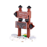 Lego moc medieval panneau en briques rouges indiquant apothicaire et forgeron pour déguisement carnaval