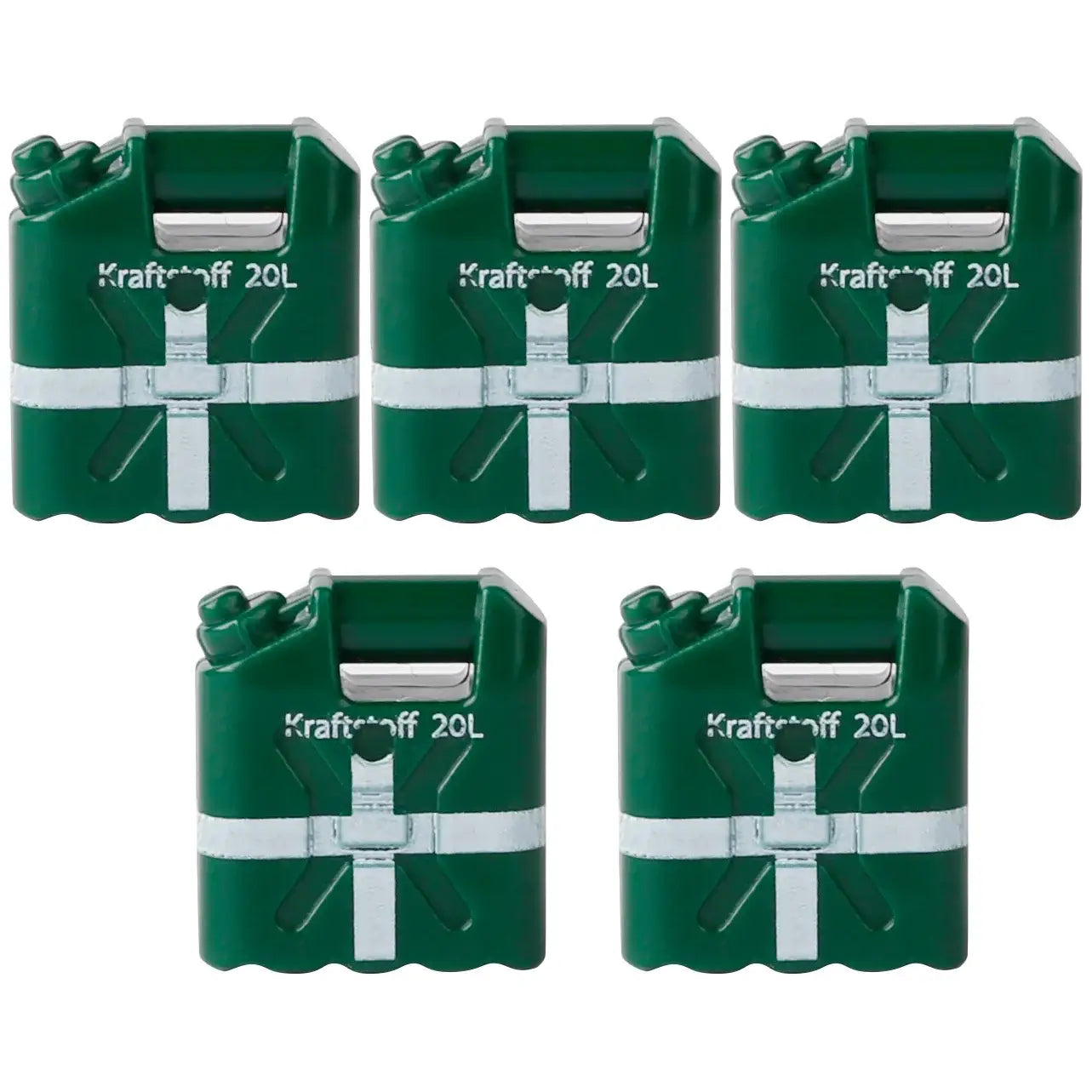Green plastic lego moc ww2 fuel canisters with white stripes and silver handles labeled kraftstoff 20l for lego adulte